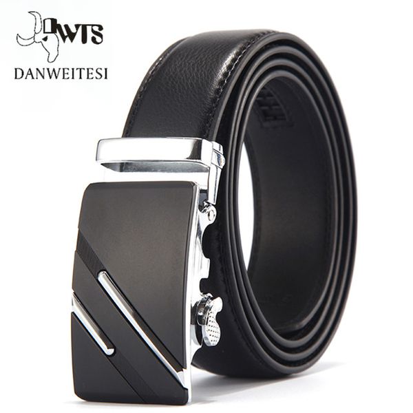 

dwts]cow genuine leather belts for men male brand automatic buckle black belt cummerbunds cinturon hombre, Black;brown