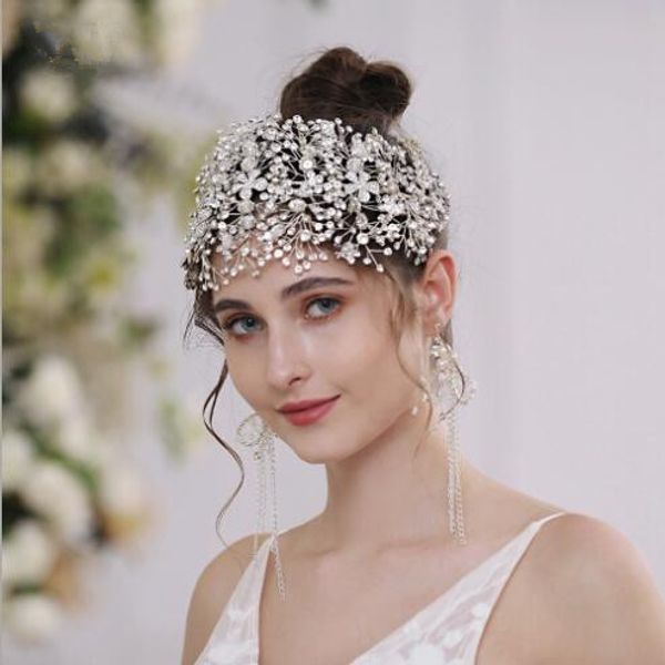 European Elegance Noble Fashion Crystal Wedding New Bride Water Crystal Wedding Tiara Hair Accessories Handmade Fs Hair Pieces Wedding Hairstyle