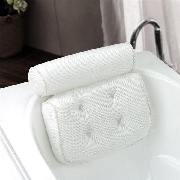 

luoem breathable 3d mesh spa bath pillow with suction cups neck and back support spa pillow for home tub