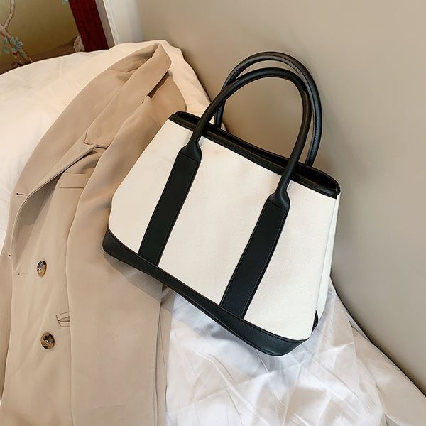 

high-quality ladies well-known brand style canvas + leather handbag large capacity shoulder bag fashion ladies crossbody bag