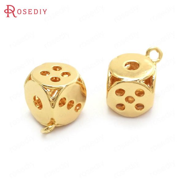 

37065)6pcs 9mm 24k gold color brass cube dice charms pendants jewelry making supplies diy findings accessories, Silver