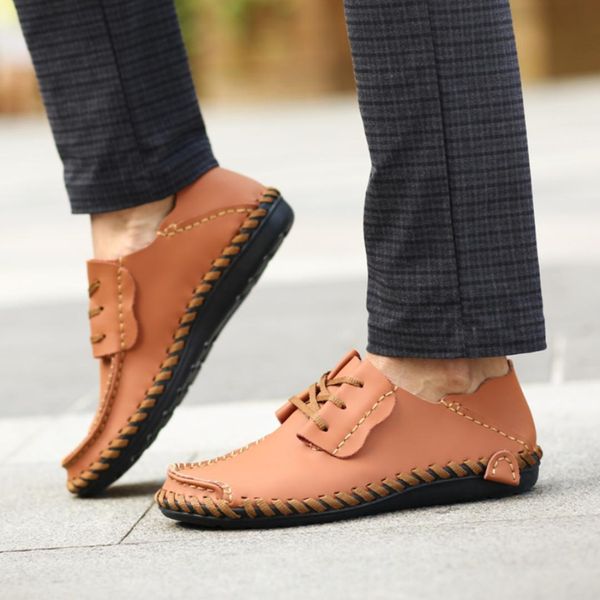 

men leather shoes casual autumn spring fashion shoes for men designer casual breathable big size 39-50 mens comfort, Black