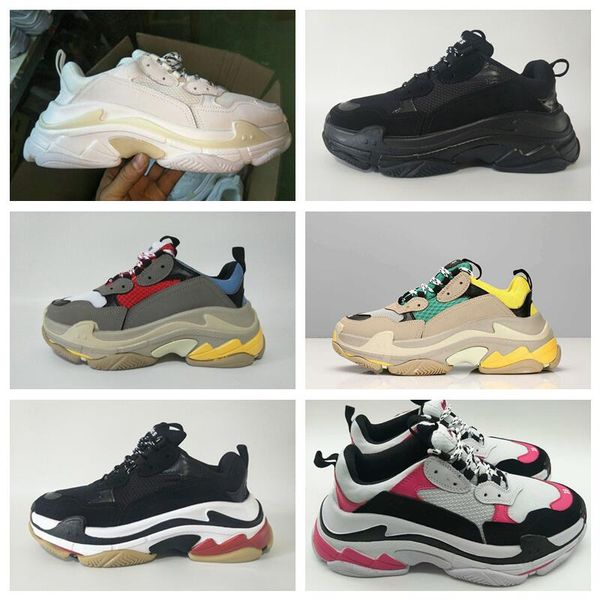 

2019 fashion paris 17fw triple-s sneaker luxury triple s platform casual shoes men's women beige black vintage dad designer shoe