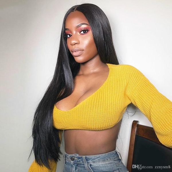 

lace front human hair wigs brazilian straight pre plucked with baby hair lace front wig for black women remy hair