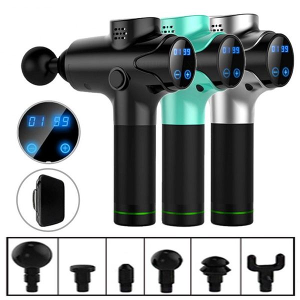 

muscle massage gun deep tissue massager therapy gun exercising muscle pain relief body shaping with 6 heads em03