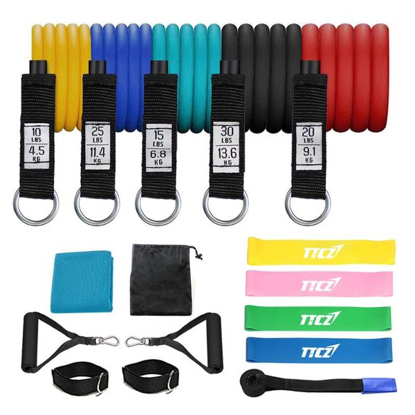 

16pc/set resistance band training exercise bands fitness yoga tube pull rope rubber expander elastic bands fitness yoga exercise