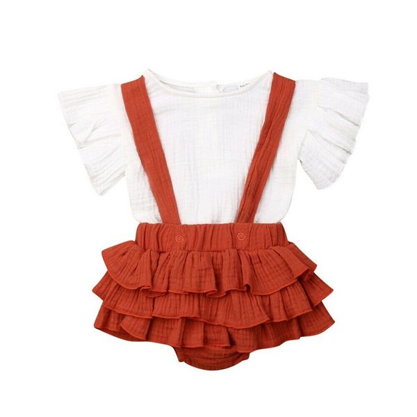 

newborn infant girl clothes suit short sleeve bib ruffled skirt 2pcs outdoor baby girl suit, Pink;blue