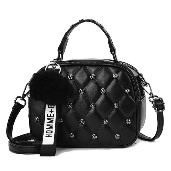 

мини искусственная кожа crossbody сумки для женщин 2019 волос мяч плеча сумка дамы небольшой заклепки сумки путешествия ручной мешок