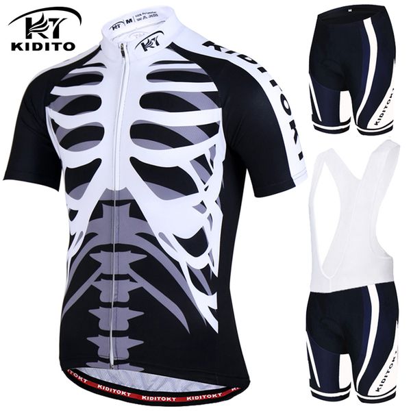 

kiditokt pro cycling jerseys set summer cycling clothing suit breathable mtb mountain bike clothing racing bicycle clothes suit, Black;blue