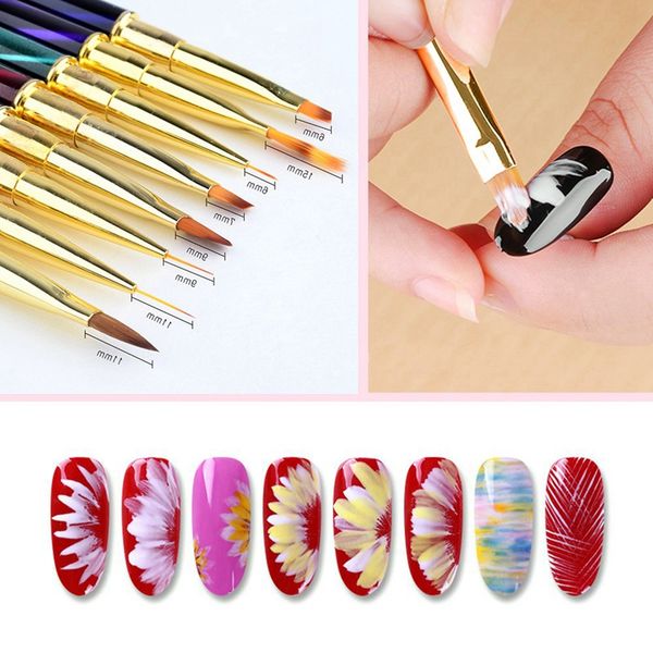 Acheter Nail Art Pinceau Peinture Fleur Dessin Ligne Stylo Acrylique Uv Gel Polonais Vernis à Ongles Conseils Outil De Conception Brosses à Manucure