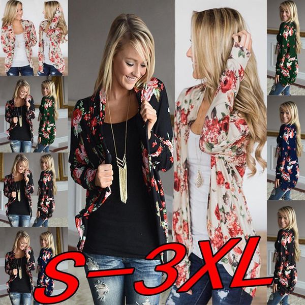 

women floral cardigans spring autumn new 2019 casual cardigan hoodie sweatshirts, Black