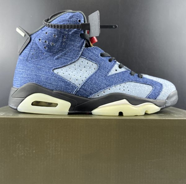 

air  washed denim ct5350-401 6s vi blue kicks women men basketball sports shoes sneakers trainers with original box, Black;white