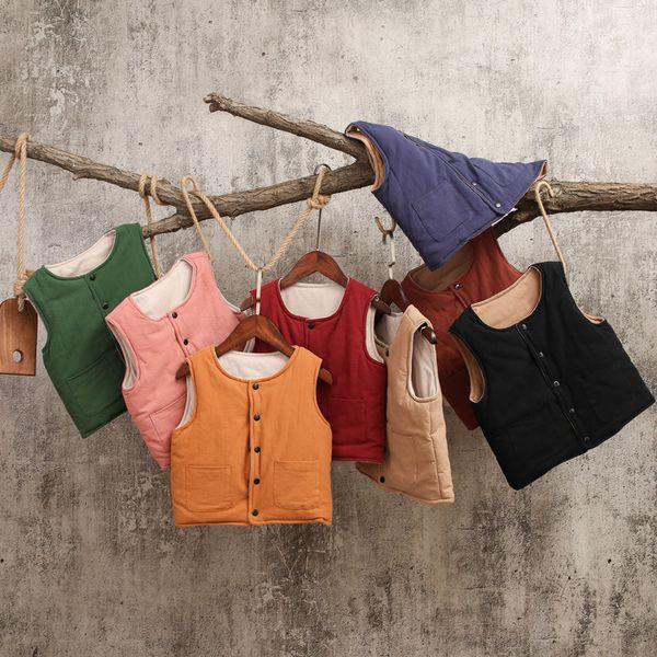 

children warm vest 2017 autumn boys girls children winter outerwear coats solid color vest kids windbreaker jacket cotton coats, Blue