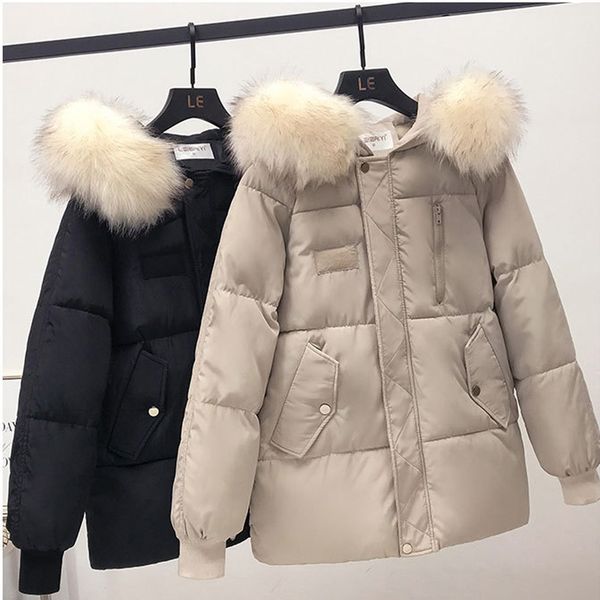 

popular new long padded female coat outwear print parka short-style jacket women's loose and thick winter jacket 1801, Tan;black