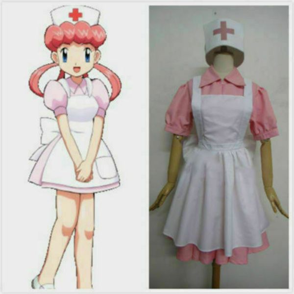 

anime new nurse joy cosplay costume dress, Black;red