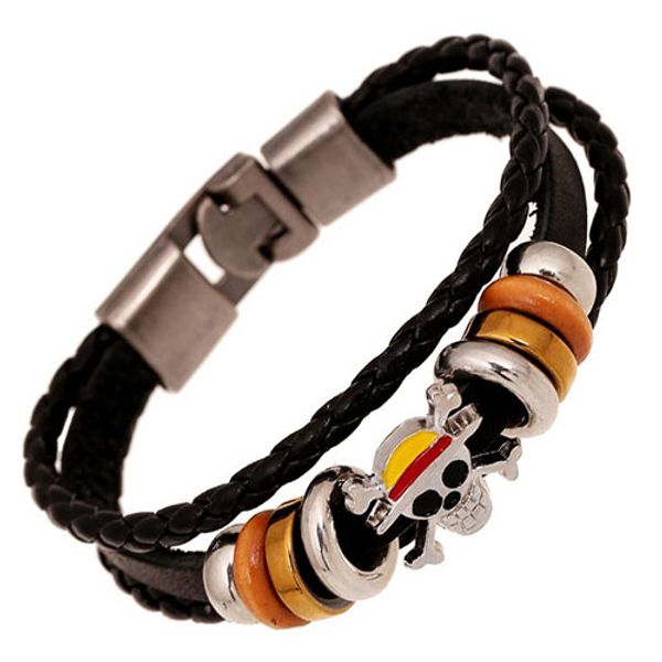 

готический аниме один кусок кожаного плетения браслеты ручной работы луффи брелок брелок панк винтаж браслеты жемчужные браслеты ювелирные и, Golden;silver