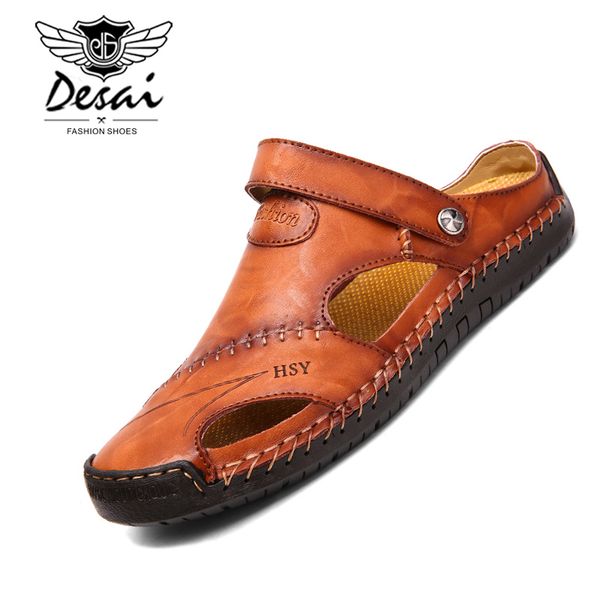 

summer sandals 2019 men leather classic roman sandals slipper outdoor sneaker beach rubber flip flops men water trekking, Black