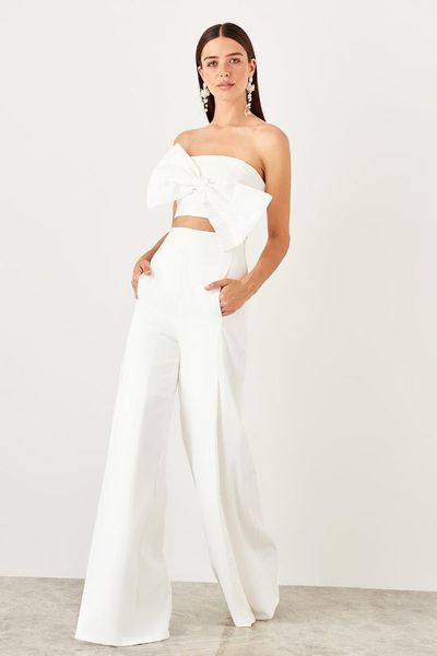 

trendyol raw white pleated pants tprss19fz0517, Black;white