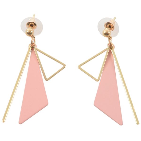 

pink clip on earrings  pierced ear cuff triangle geometric irregular, Silver
