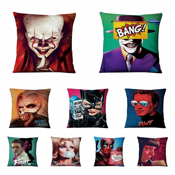 

movie posters art printed thin linen pillowcase home pillow decoration almofadas decorativas para sofa throw pillow 45*45cm
