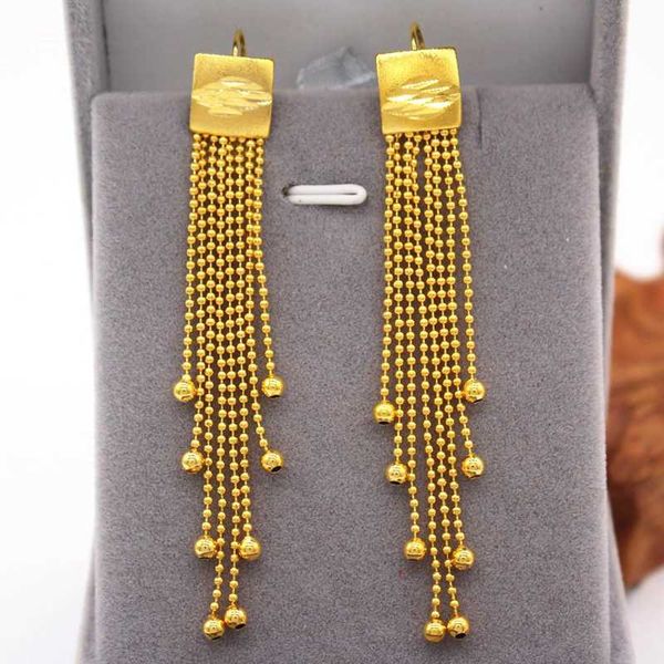 

promotion wholesale 24k gold filled drop earrings for women,pure gold color multi-line ball chain earrings brincos jewelry gift, Silver
