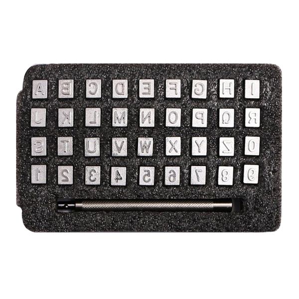 

37pcs metal capital letters & number stamping heads set with stamping handle