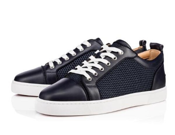 

luxury navy blue red bottom low sneakers men casual shoes junior orlato men flat mesh sneaker,fashion men's red sole designer, Black