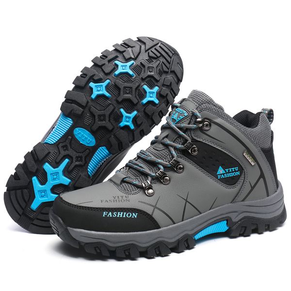 

brand fashion men winter leisure leather comfortable men's sneakers high luxury shoes rubber boots size 39-47, Black