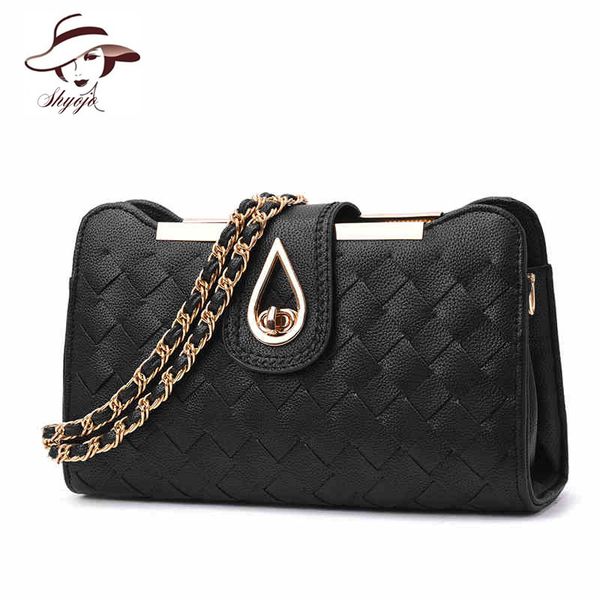 

2020 fashion knitting black messenger handbag chains crossbody bags ladies shoulder hollow chains girls totes bolsa feminina sac