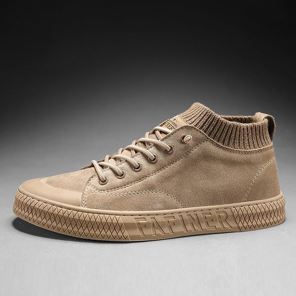 

2020 popular men sock sneakers casual shoes for youth high men leather shoes anti-slip walking mens, Black