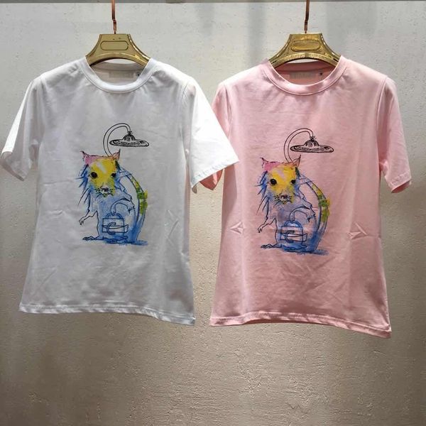 

2020 latest womens t-shirts summer cotton mouse print crew neck tshirts women ladies shirts graceful concise, White