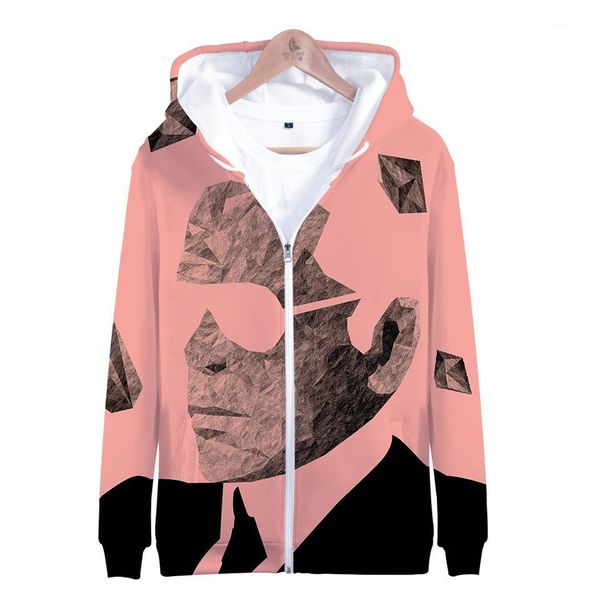 

loose zipper hooded mens outerwears casual character print males clothing mens designer jackets 3d digital print, Black;brown