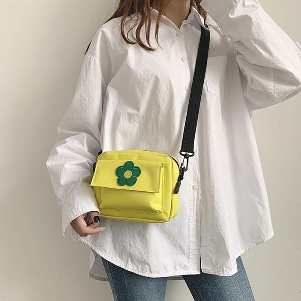 

women canvas cross body bag fashion small shoulder bag cute flower canvas bags versatile messenger bags girls handbags #20