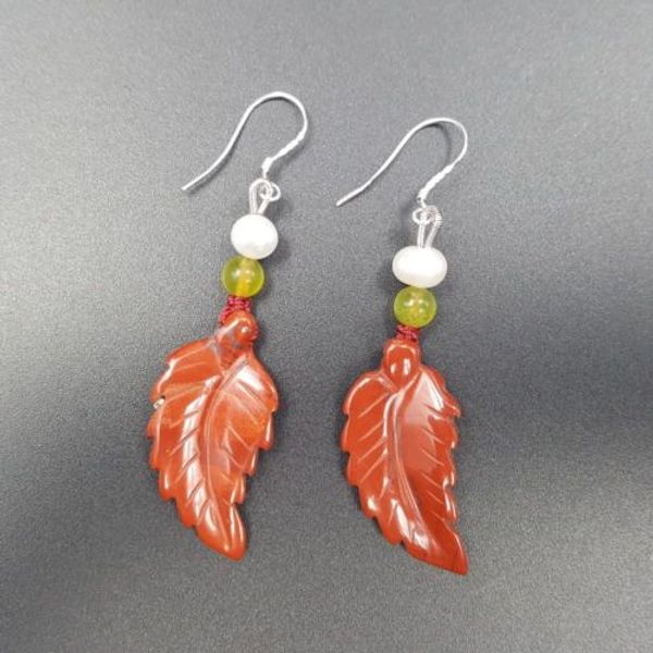 

new design natural stone leaf pearl fashion earrings 925 sterling silver earrings hook