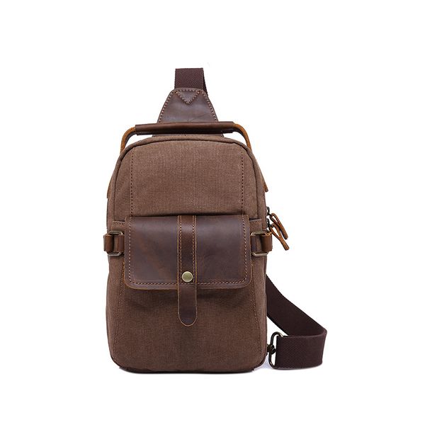

johnature 2019 new vintage men chest bags leisure solid bag canvas with crazy horse leather men shoulder & crossbody bags