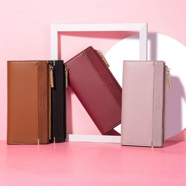 

women wallets fashion lady bangle handbags long money bag zipper coin purse cards id holder clutch woman wallet burse notecase, Red;black