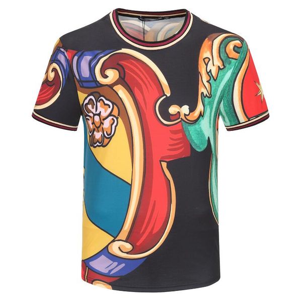 

fashion royals king pattern short sleeve t-shirts men luxury brand tshirt mens summer streetwear crew neck tee casual cotton tees shirt 4xl, Black;brown