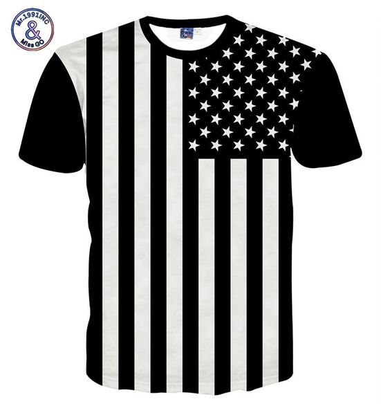 

mens designer 3d striped flag t-shirt three-dimensional printing elastic short sleeve round neck clothes, White;black