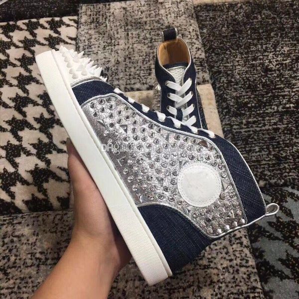 

бусины шипы homme high top red bottom sneaker pik pik шипованных кроссовки обувь женщины мужчины роскошная flat повседневный red sole party, Black