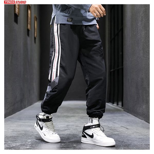 

dropshipping male autumn legging toursers 2019 men streetwear patchwork sport pants japanese harem joggers pants, Black