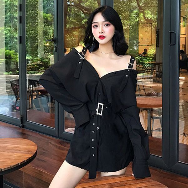 

для женщин топы женщин блузки осень vintage cap рукавом blusa feminina черный длинные рукава пряжки металла ремень без бретелек mid и блузок, White