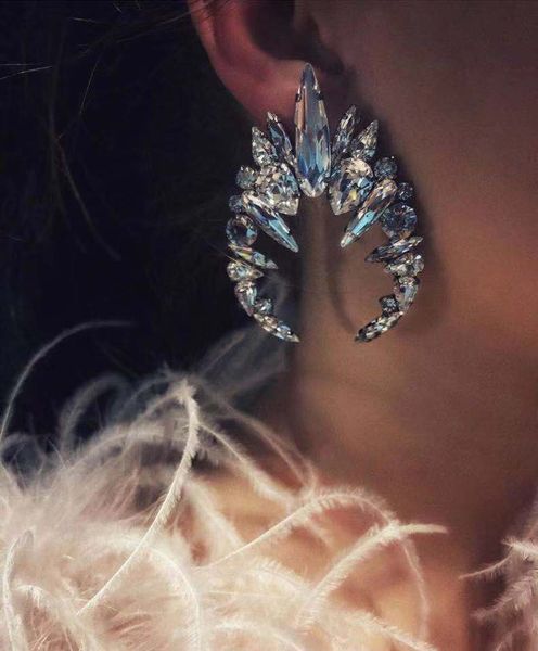 

super glittering new fashion designer exaggerated diamond beautiful crystal zircon geometry stud earrings for women girls