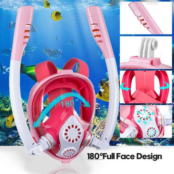 

new scuba diving mask full face for kids double tube snorkeling masks dry skin dive children swimming snorkel diving equipment