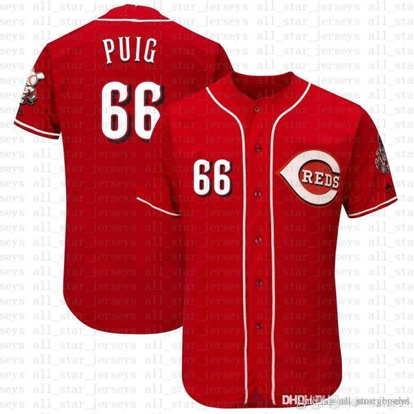 

66 Yasiel Puig Cincinnati Baseball Jersey Reds 5 Johnny Bench 11 Barry Larkin 19 Joey Votto 30 Ken Griffey Jr 17 Chris Sabo 14 Pete Rose