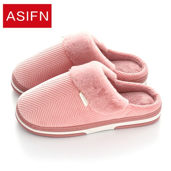 

asifn women winter slippers couple men's indoor plus velvet thick solid color non-slip soft bottom wear warm house slippers, Black