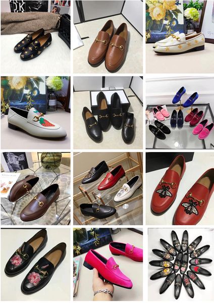 

2019 new designer loafers for men women leather velvet horsebit buckle embroidery tiger luxury fashion shoes mens womens size eur34-45, Black