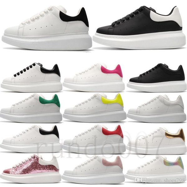 

with box 2019 mcqueens sneakers women men platform flat white shoes mc black pink green chaussures leather 3m reflective casual des4c03#