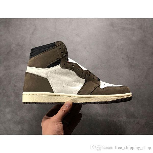 

new 1 high travis scotts cactus jack basketball shoes dark mocha ts sp 3m mens 1s trainers sports sneakers size 7-12 with box