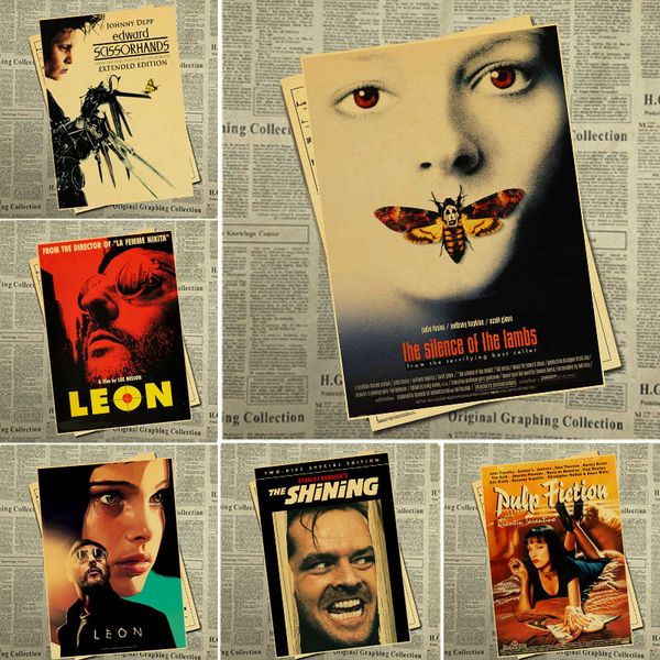 

классический фильм леон / the shinning / криминальное чтиво / эдвард руки-ножницы / the godfatherinterior bar декоративная живопись винтаж п