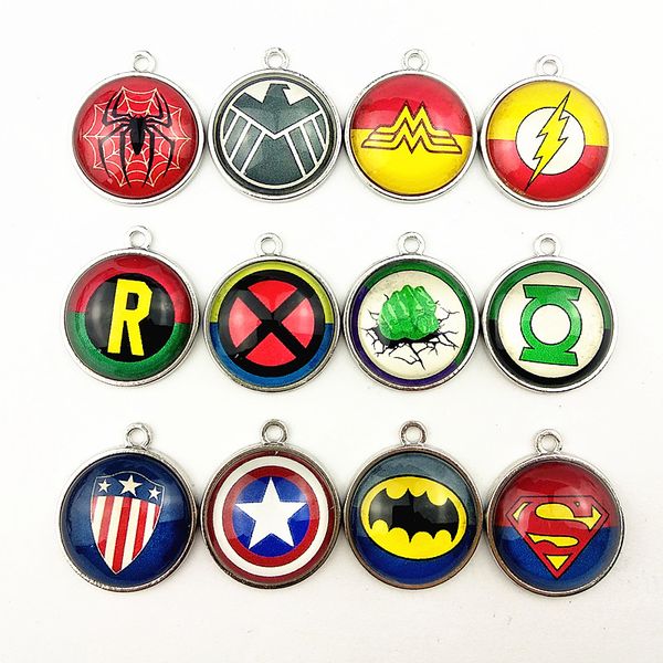 

30pcs , , spider man, image 20mm glass cabochon with zinc alloy bottom, Blue;slivery